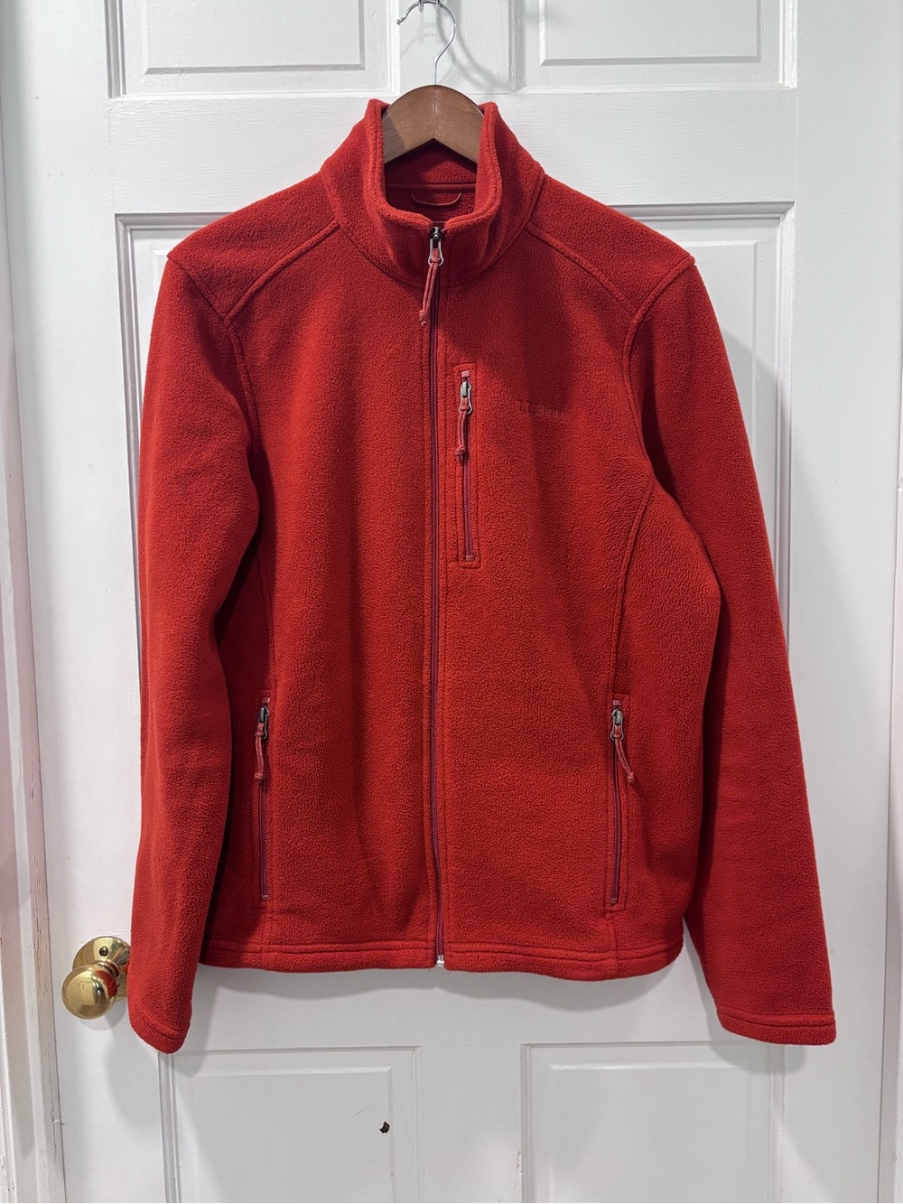 L.L. Bean Men’s Polartec Full Zip Fleece Jacket Size Medium Dark Orange EUC